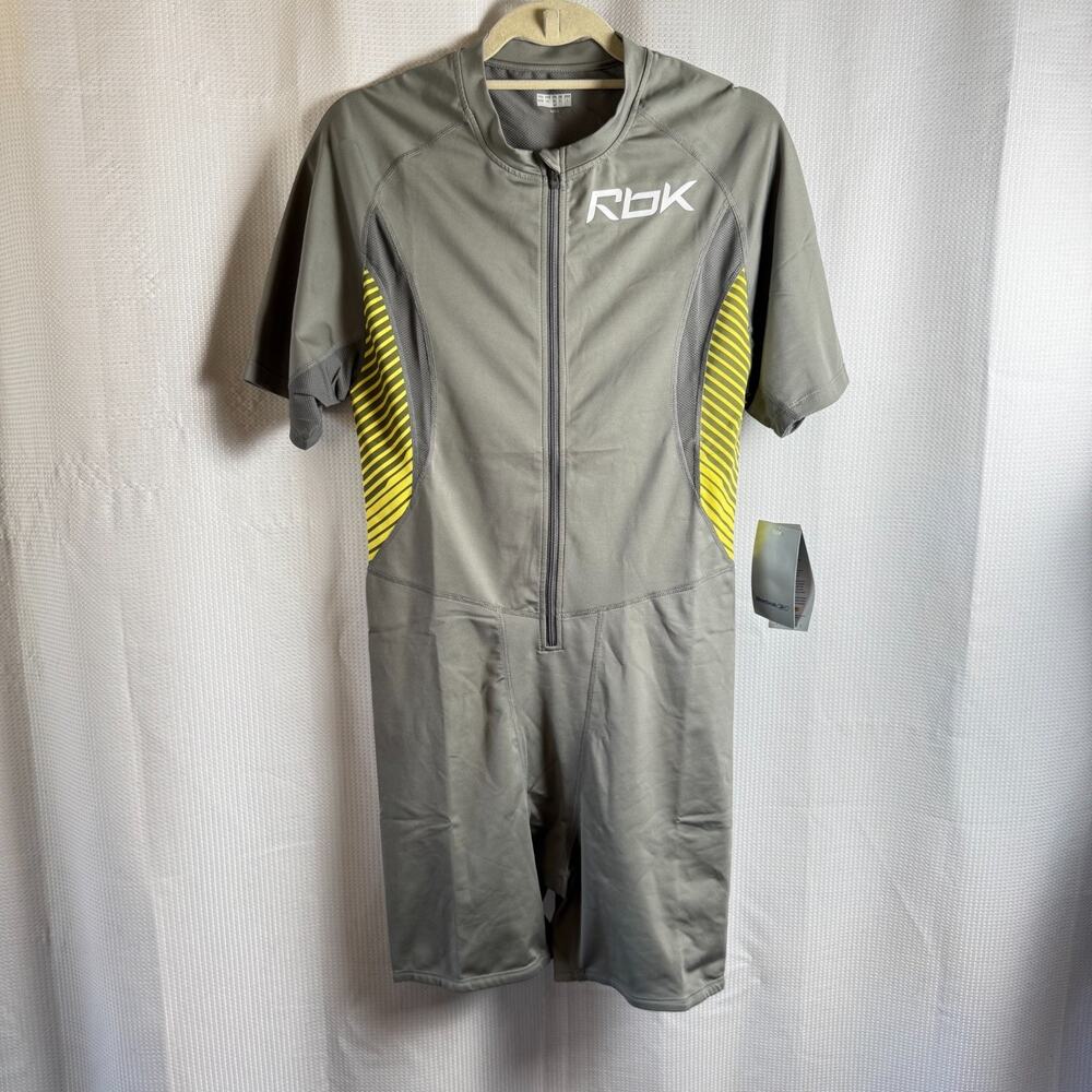 NWT Reebok Sprint Suit Mens Sz Large Short Sleeve Premier Jetty Gray Speed Track